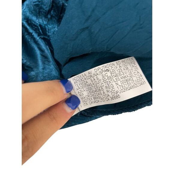 Zara Womens Midi Dress Small S Green Gold Applique Satin Wrinkle 2774/898 NWT - Picture 8 of 16